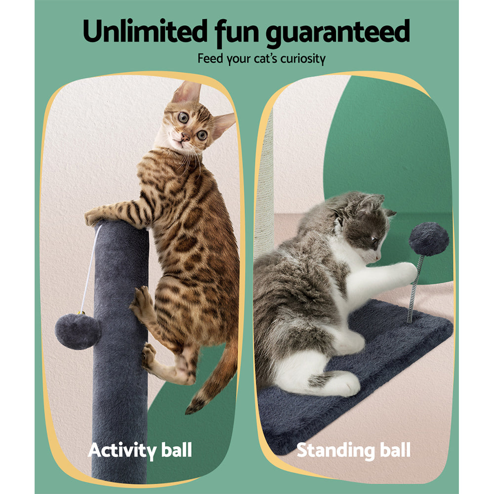 Cat Tree 105cm Scratching Post Scratcher Tower Condo House Hanging toys Grey