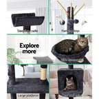 Cat Tree 140cm Tower Scratching Post Scratcher Trees Toys Condo Bed Grey