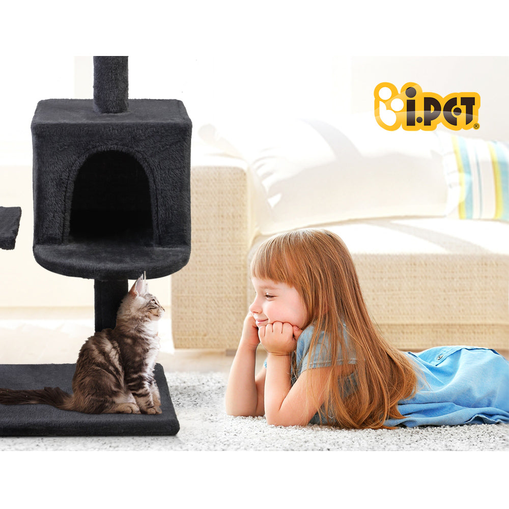 Cat Tree 140cm Tower Scratching Post Scratcher Trees Toys Condo Bed Grey