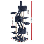 Cat Tree 244cm Tower Scratching Post Scratcher Trees Condo House Grey