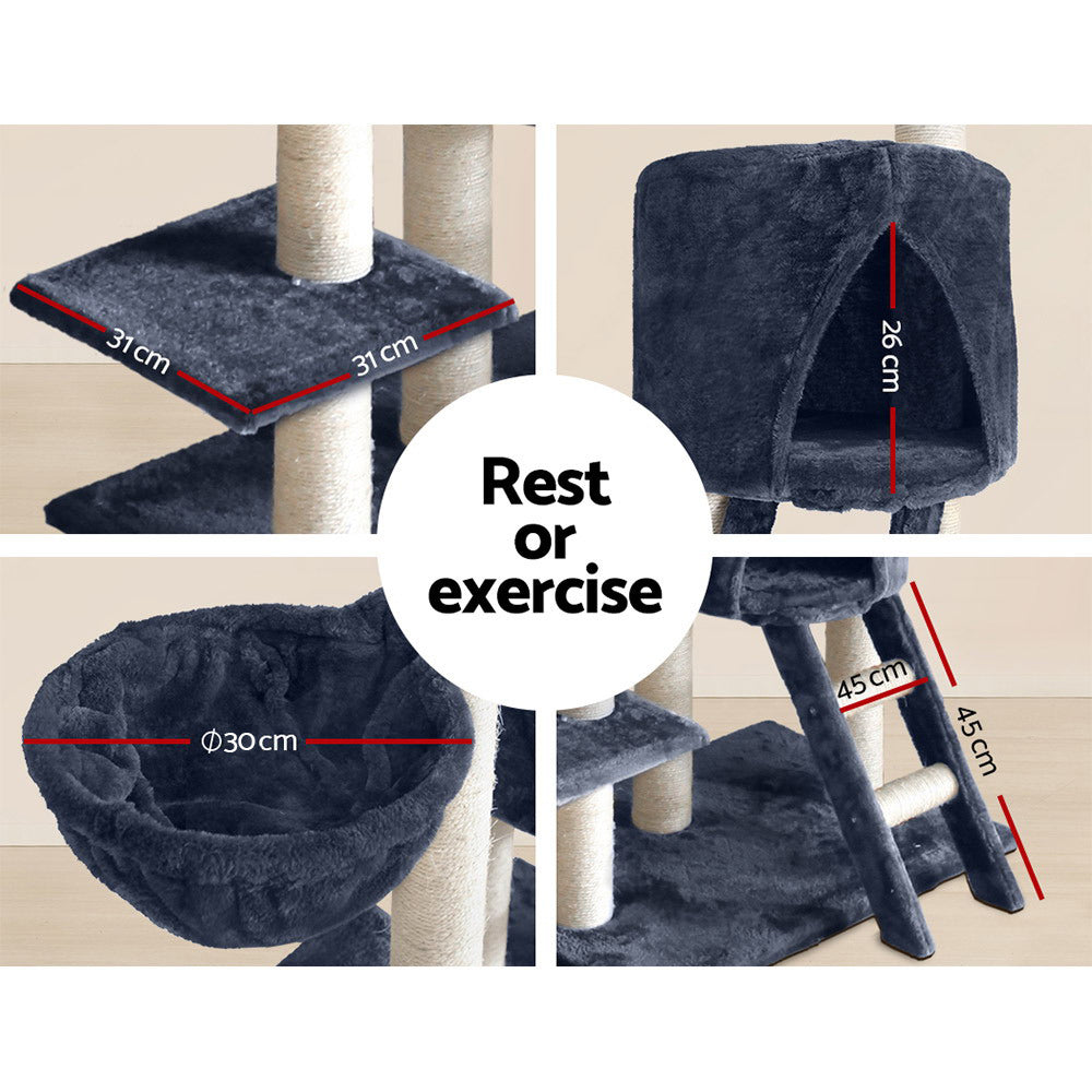 Cat Tree 244cm Tower Scratching Post Scratcher Trees Condo House Grey