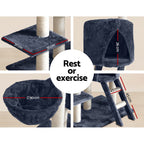 Cat Tree 244cm Tower Scratching Post Scratcher Trees Condo House Grey