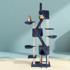 Cat Tree 244cm Tower Scratching Post Scratcher Trees Condo House Grey