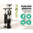 Cat Tree 180cm Tower Scratching Post Scratcher Wood Condo House Toys Grey