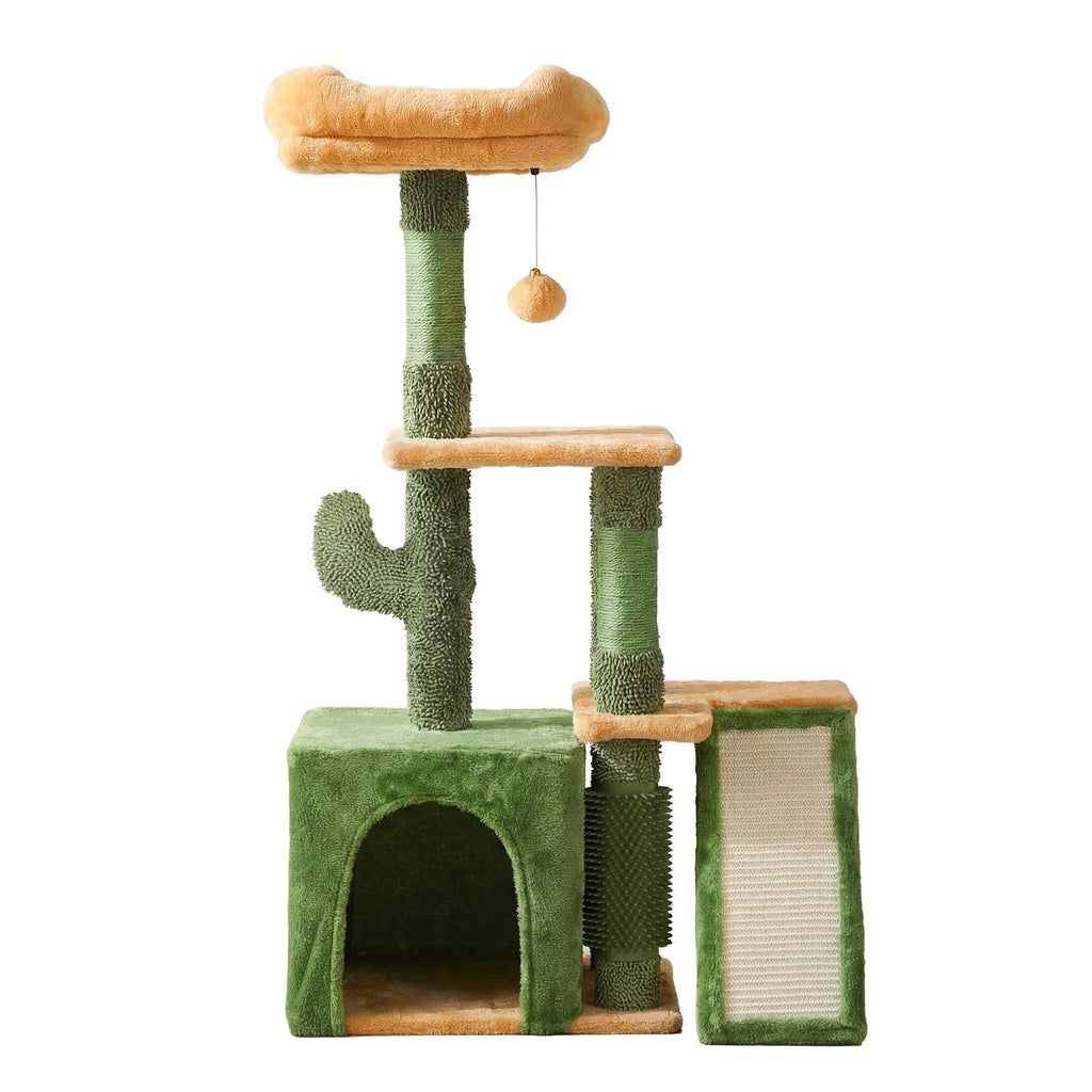 Cat Tree Tower 101cm Scratching Post Furniture Scratcher House Green