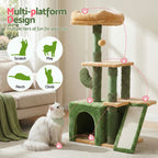 Cat Tree Tower 101cm Scratching Post Furniture Scratcher House Green
