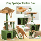 Cat Tree Tower 101cm Scratching Post Furniture Scratcher House Green