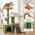 Cat Tree Tower 101cm Scratching Post Furniture Scratcher House Green