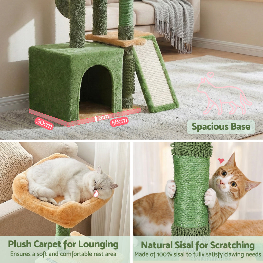 Cat Tree Tower 101cm Scratching Post Furniture Scratcher House Green