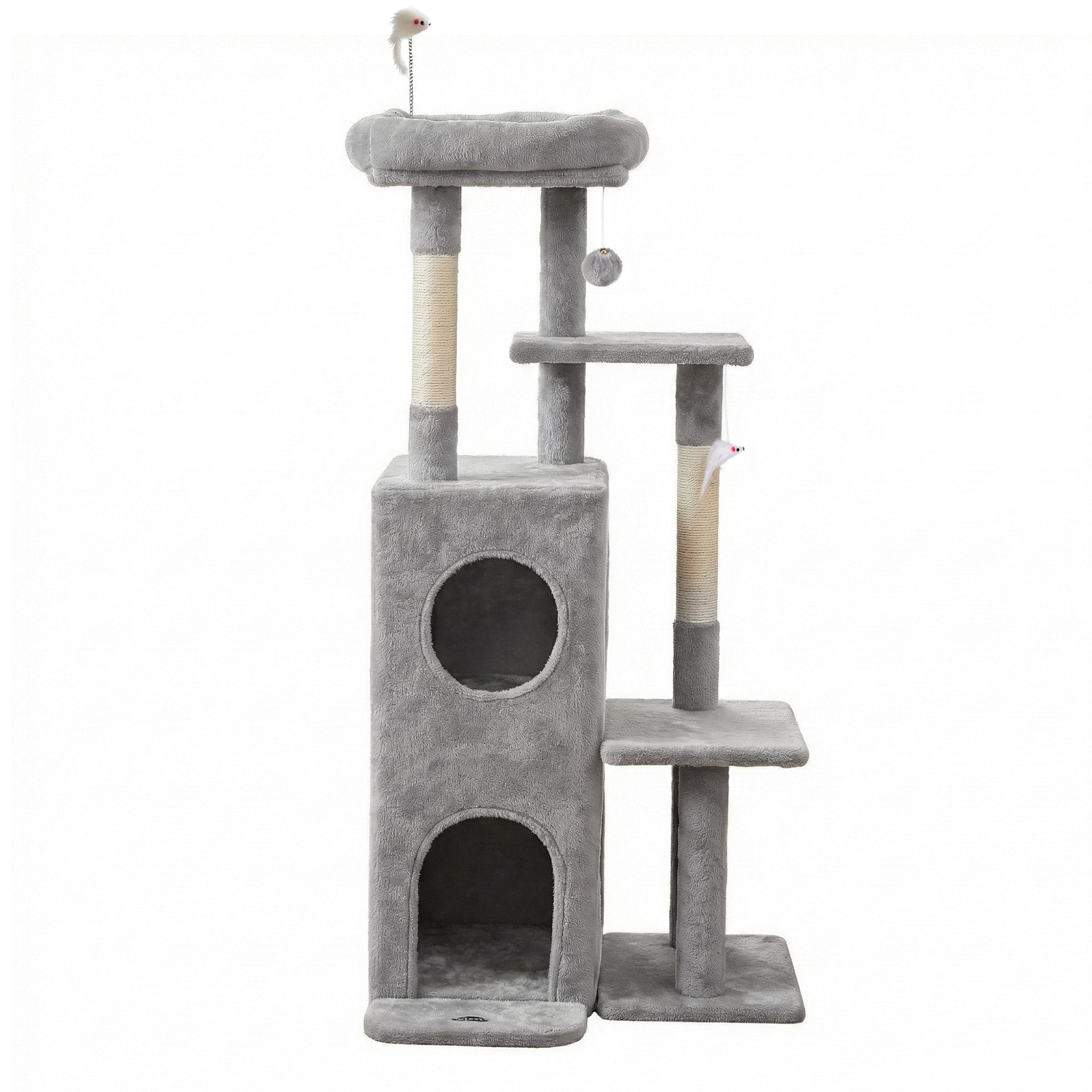 Cat Tree Tower 127cm Scratching Post Furniture Scratcher House Light Grey
