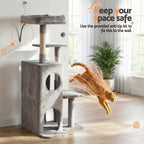 Cat Tree Tower 127cm Scratching Post Furniture Scratcher House Light Grey