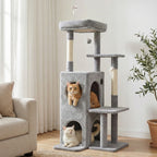 Cat Tree Tower 127cm Scratching Post Furniture Scratcher House Light Grey