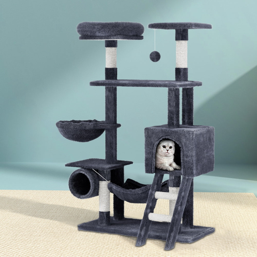 Cat Tree 144cm Tower Scratching Post Scratcher Wood Condo Toys House Bed