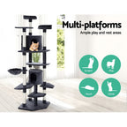 Cat Tree 203cm Tower Scratching Post Scratcher Condo Trees House Bed Grey
