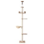 Cat Tree Tower Floor to Ceiling Scratching Post 270cm Beige