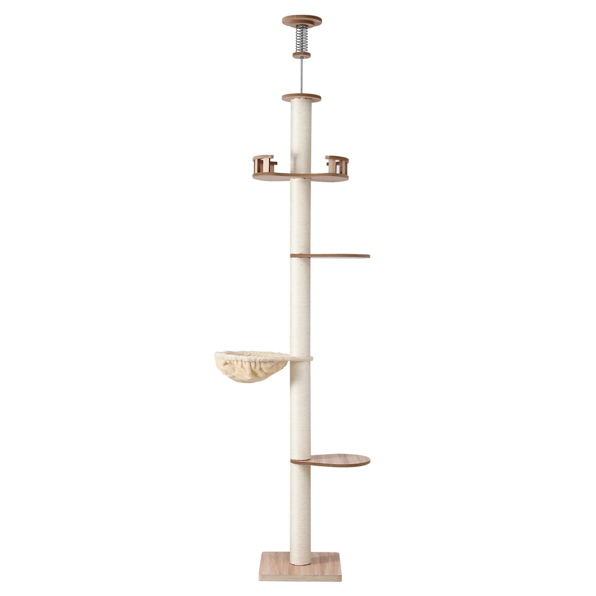 Cat Tree Tower Floor to Ceiling Scratching Post 270cm Beige