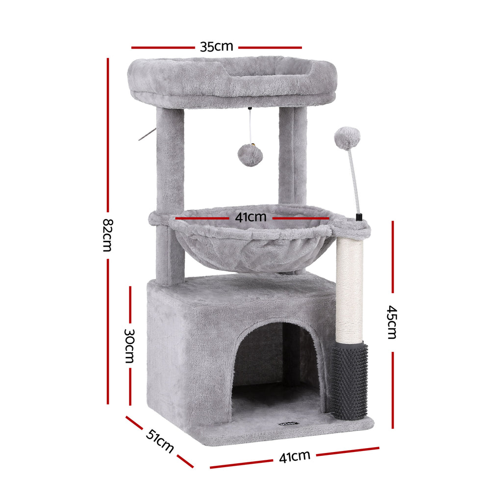 Cat Tree Tower 82cm Scratching Post Furniture Scratcher House Light Grey