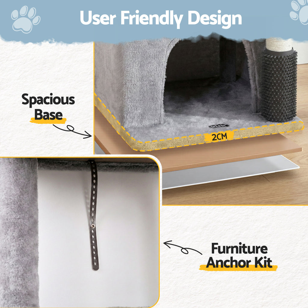 Cat Tree Tower 82cm Scratching Post Furniture Scratcher House Light Grey