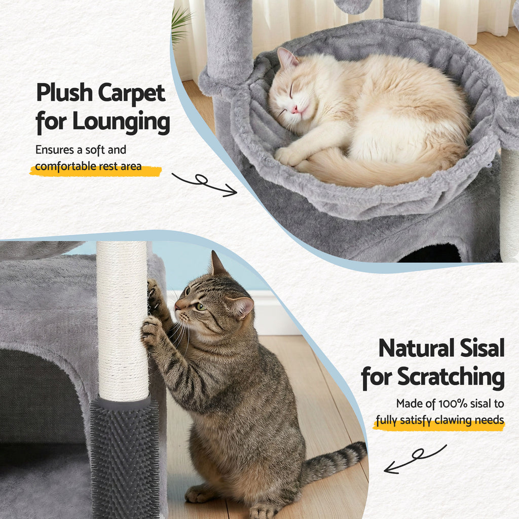 Cat Tree Tower 82cm Scratching Post Furniture Scratcher House Light Grey
