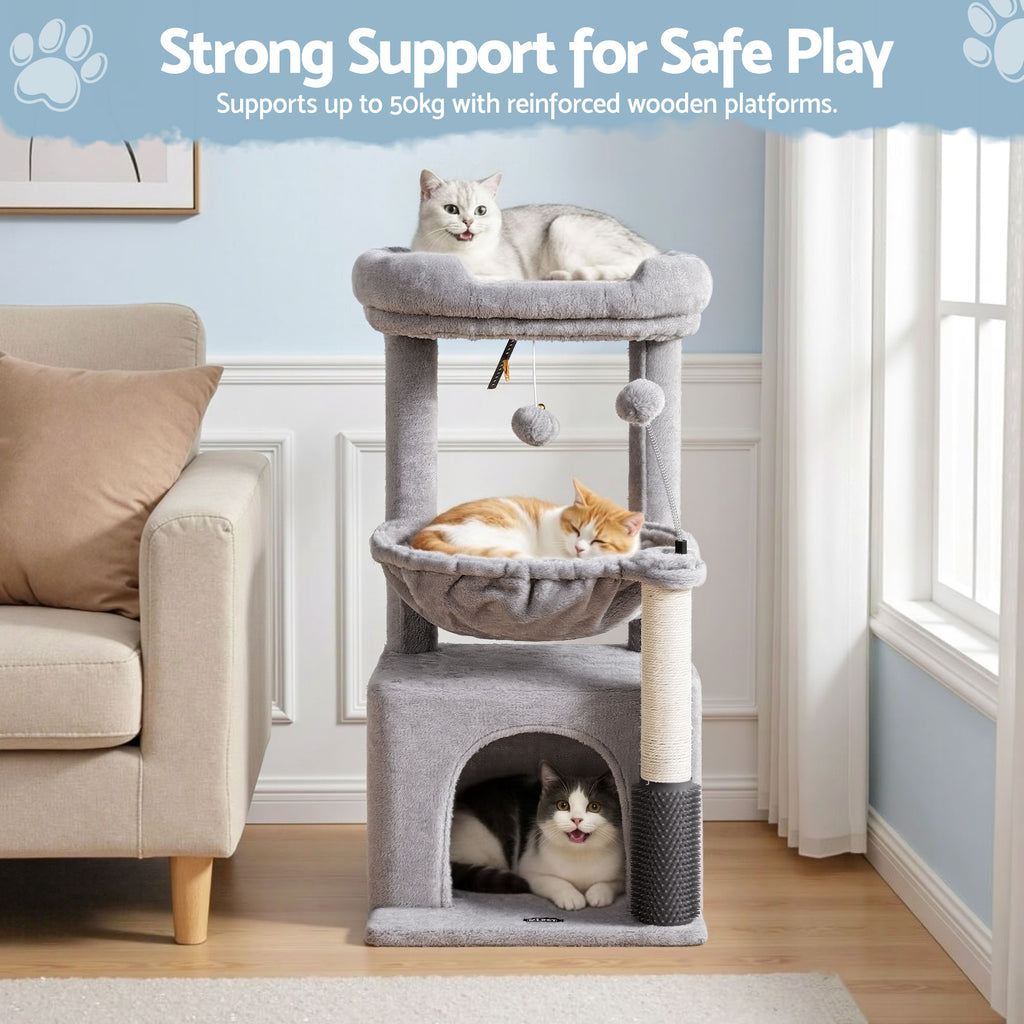 Cat Tree Tower 82cm Scratching Post Furniture Scratcher House Light Grey