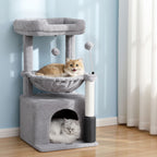 Cat Tree Tower 82cm Scratching Post Furniture Scratcher House Light Grey