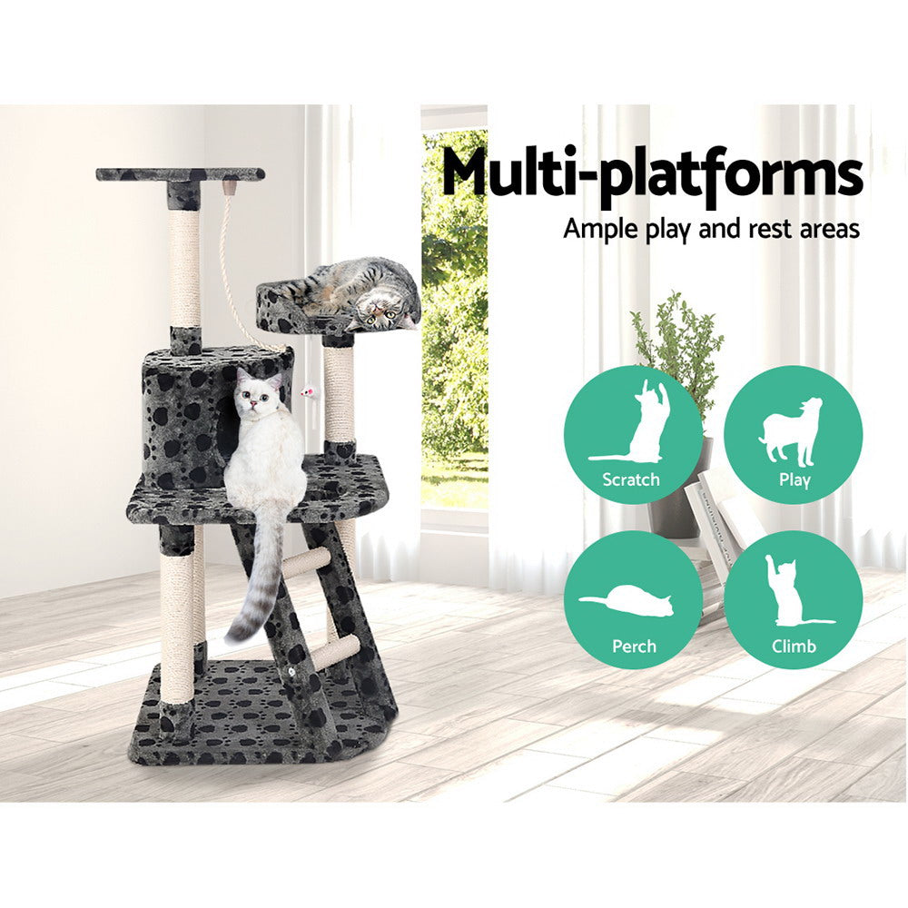 Cat Tree 120cm Tower Scratching Post Scratcher Trees Bed Wood Condo Toys Bed