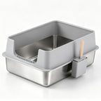 i.Pet XXL Cat Litter Box Stainless Steel Jumbo Semi-Enclosed Pet Kitty Toilet Grey