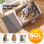 i.Pet XXL Cat Litter Box Stainless Steel Jumbo Semi-Enclosed Pet Kitty Toilet Grey