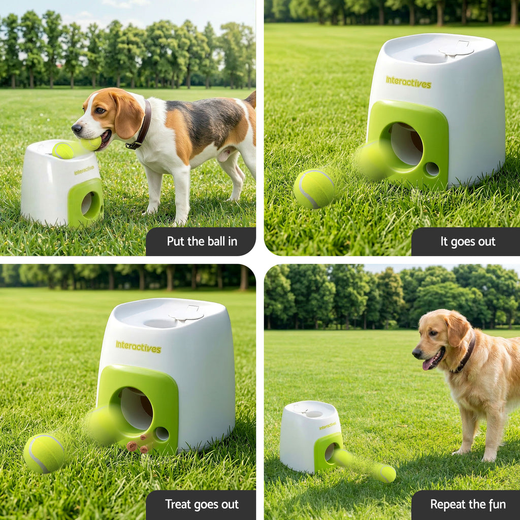 i.Pet 2-in-1 Dog Ball Launcher & Treat Dispenser with 2 Balls Green