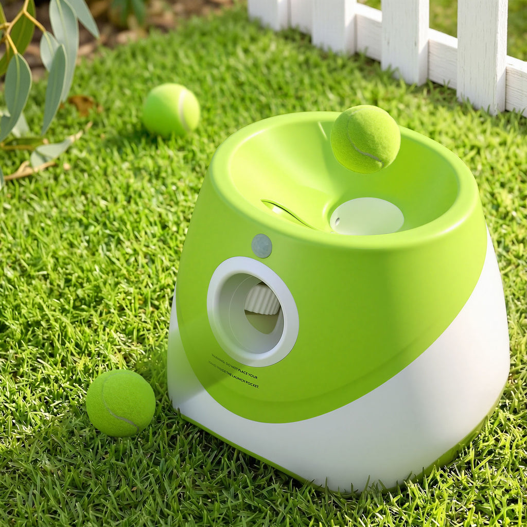 i.Pet Dog Ball Launcher Thrower with 6 Balls & 3/6/9m Launch Distances Green