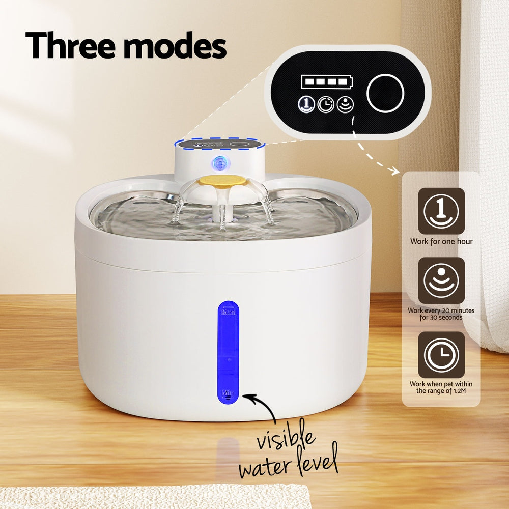 2.6L Automatic Pet Water Fountain with 4-Stage Filter & LED Light