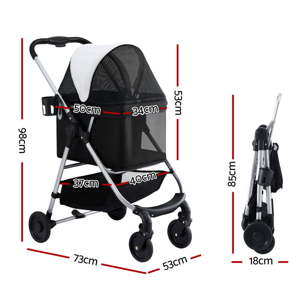 i.Pet Pet Stroller Pram Dog Cat Carrier Cage Large Travel Pushchair Foldable 4 Wheels