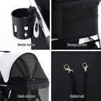 i.Pet Pet Stroller Pram Dog Cat Carrier Cage Large Travel Pushchair Foldable 4 Wheels