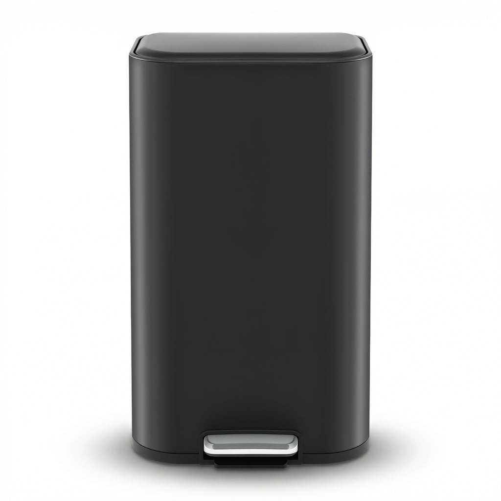 40L Pedal Bins Rubbish Bin Steel with Soft Close Lid, Black