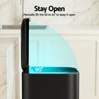 40L Pedal Bins Rubbish Bin Steel with Soft Close Lid, Black