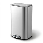 40L Pedal Bins Rubbish Bin Steel with Soft Close Lid, Silver