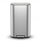 40L Pedal Bins Rubbish Bin Steel with Soft Close Lid, Silver