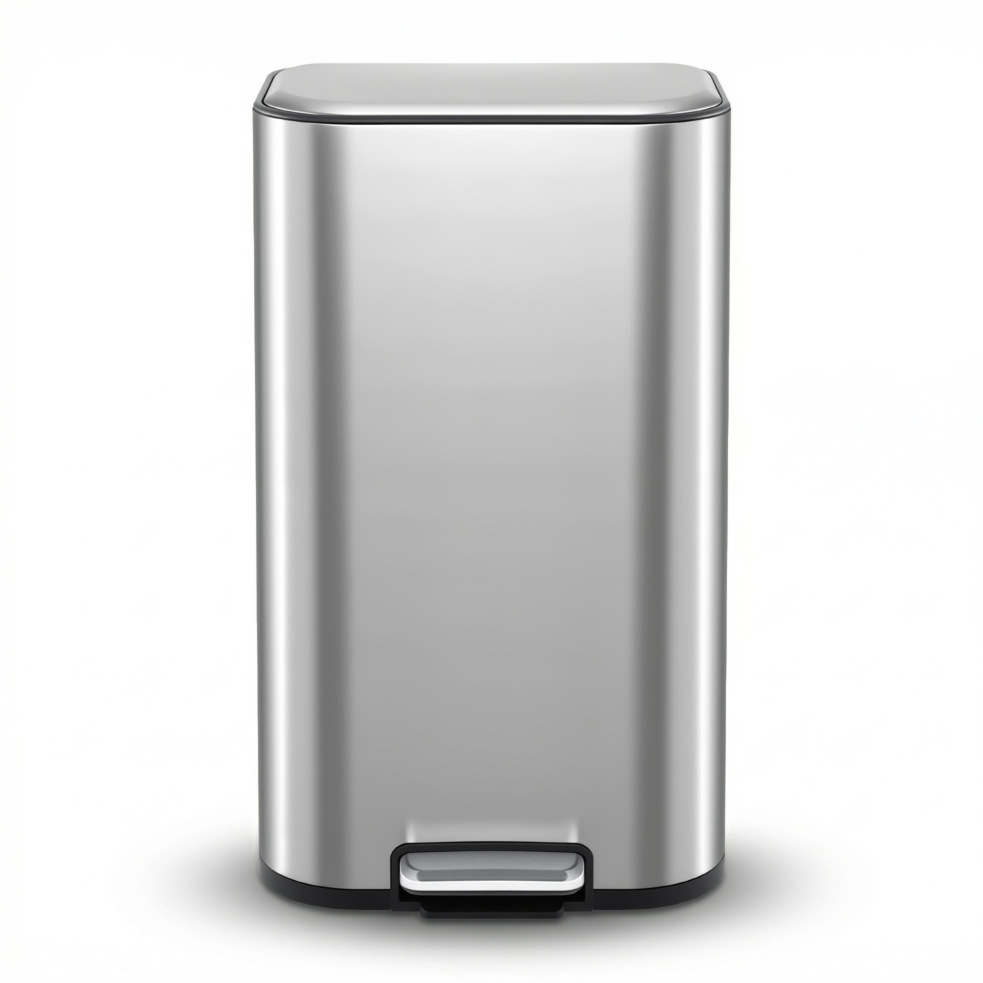 40L Pedal Bins Rubbish Bin Steel with Soft Close Lid, Silver
