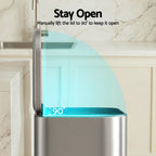 40L Pedal Bins Rubbish Bin Steel with Soft Close Lid, Silver