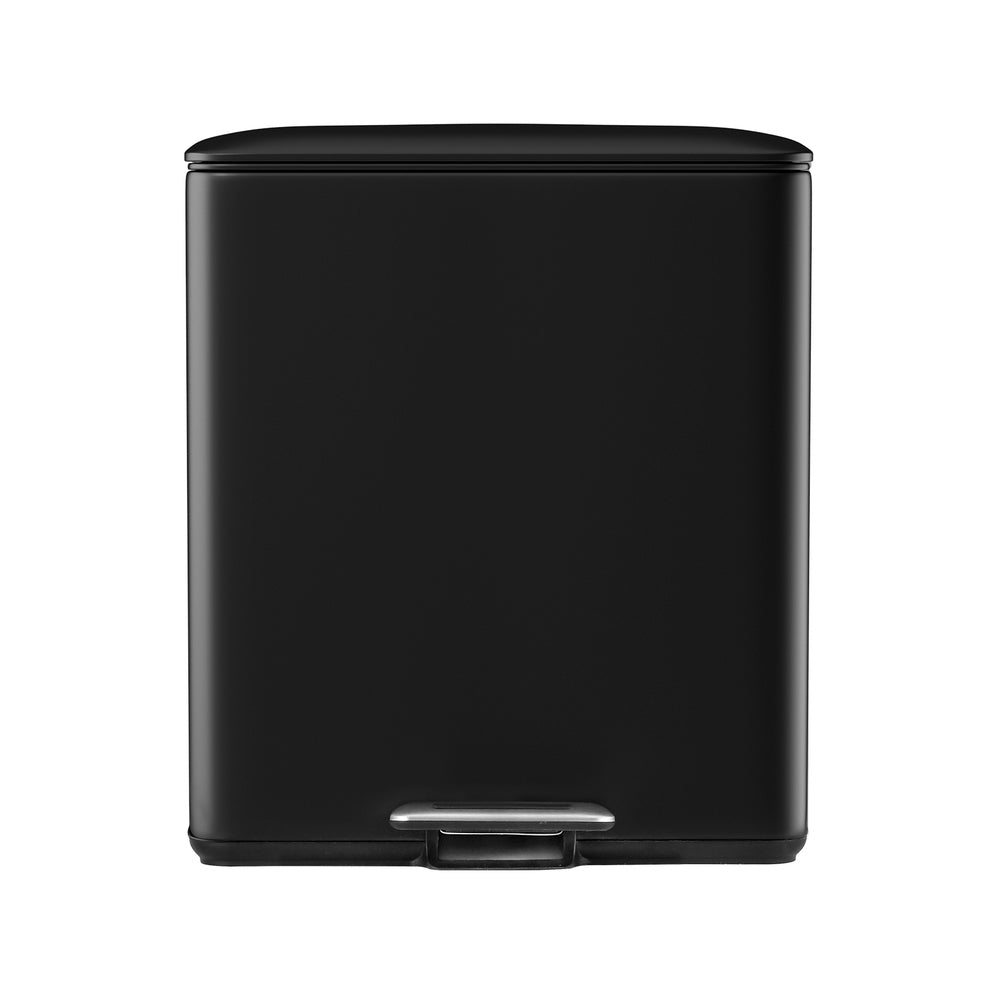 Pedal Bins Rubbish Bin Dual Compartment 40L Black