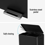 Pedal Bins Rubbish Bin Dual Compartment 40L Black