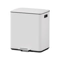 Pedal Bins Rubbish Bin Dual Compartment Dustbins 40L White