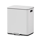 Pedal Bins Rubbish Bin Dual Compartment Dustbins 40L White