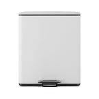 Pedal Bins Rubbish Bin Dual Compartment Dustbins 40L White