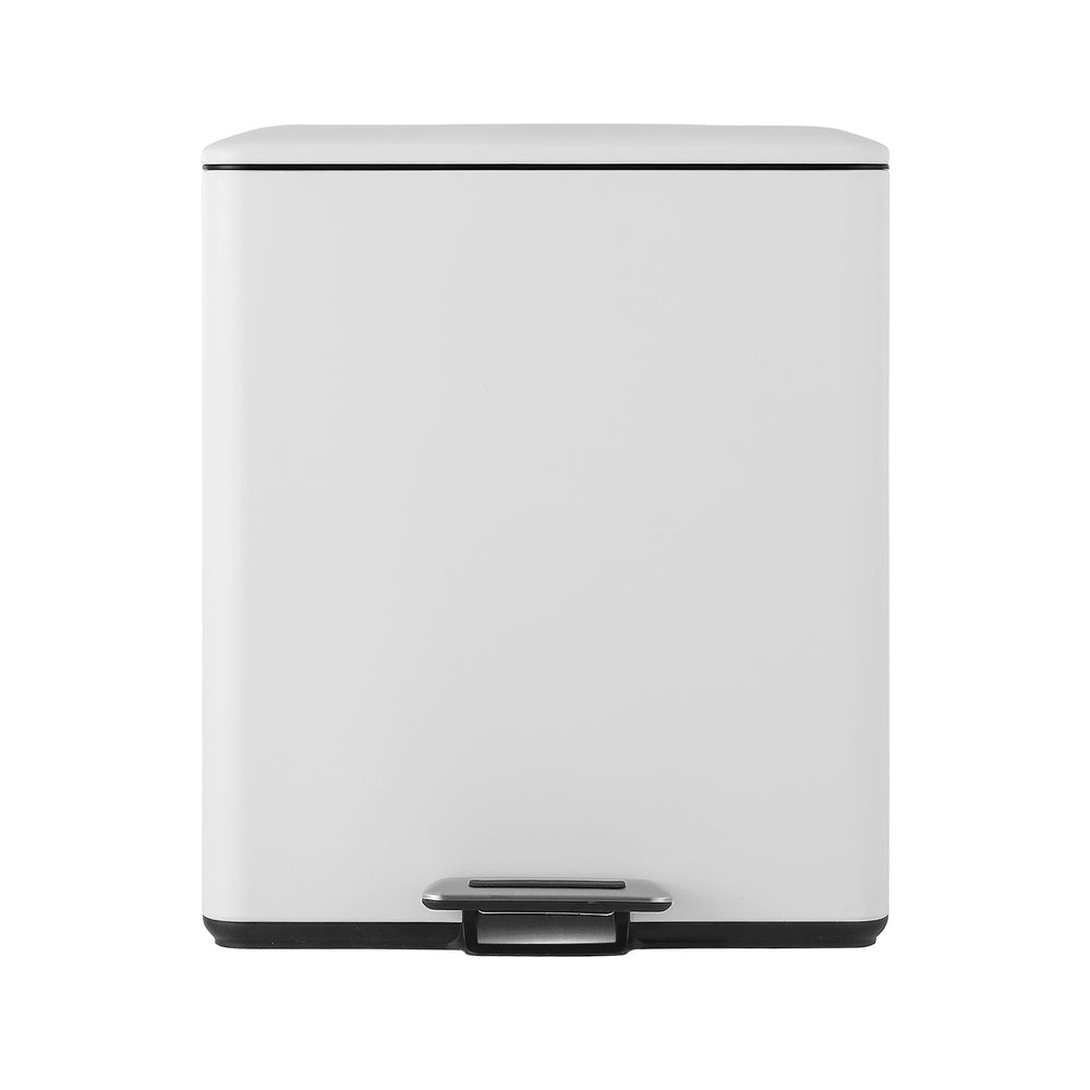 Pedal Bins Rubbish Bin Dual Compartment Dustbins 40L White