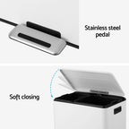Pedal Bins Rubbish Bin Dual Compartment Dustbins 40L White