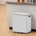 Pedal Bins Rubbish Bin Dual Compartment Dustbins 40L White