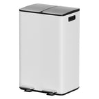 Pedal Rubbish Bin Dual Compartment Dustbins 60L White