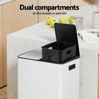 Pedal Rubbish Bin Dual Compartment Dustbins 60L White