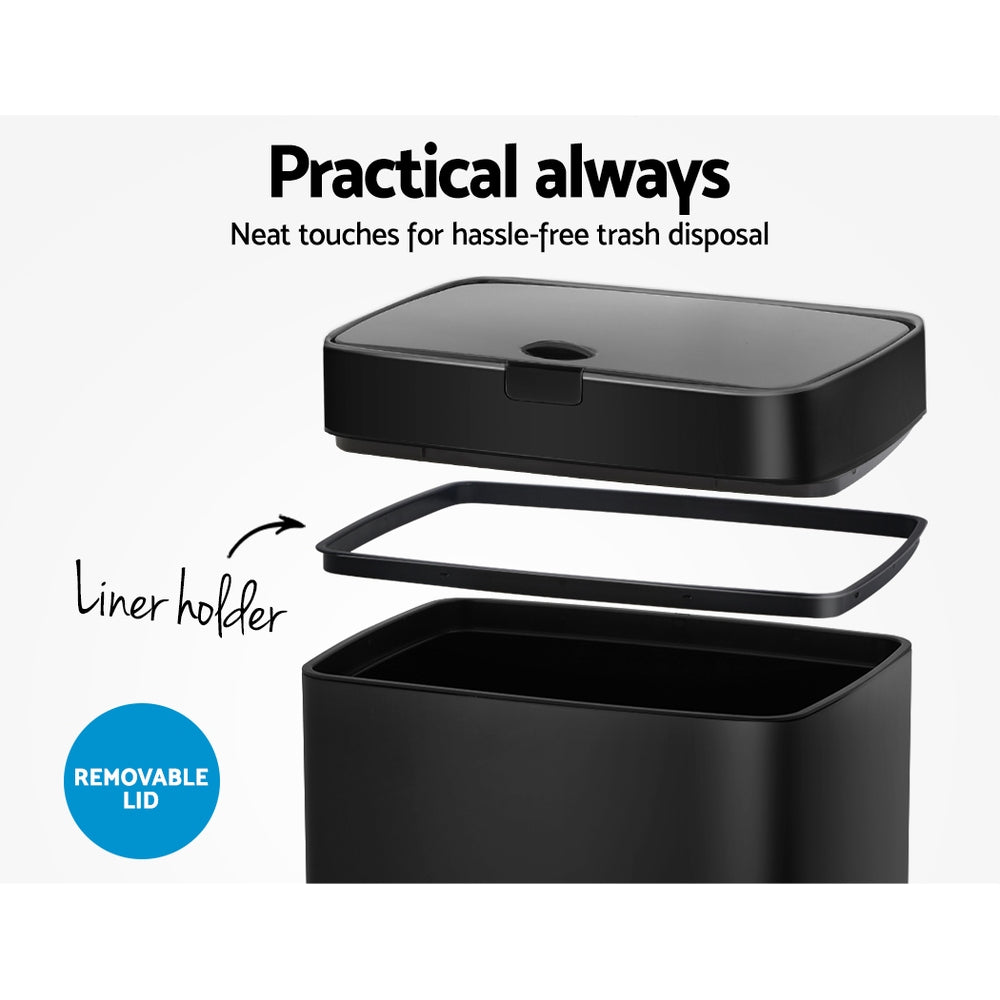 45L Motion Sensor Bin Rubbish Automatic Black